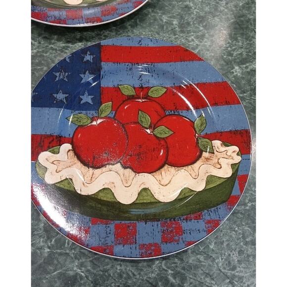 Set of 4 Sakura American As Apple Pie Warren Kimble Stoneware Salad Plates - Picture 2 of 9